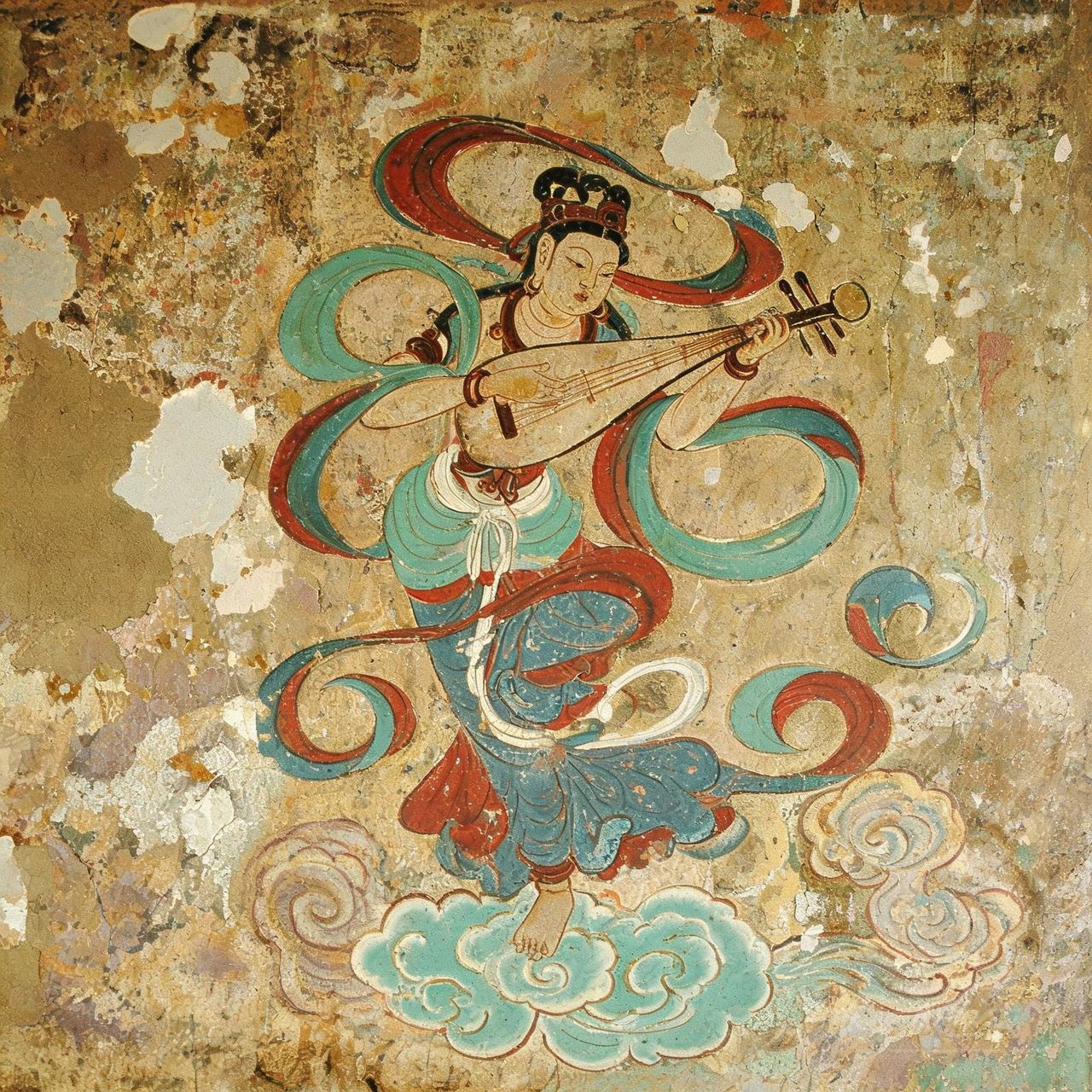 Apsara Playing Pipa Backwards
